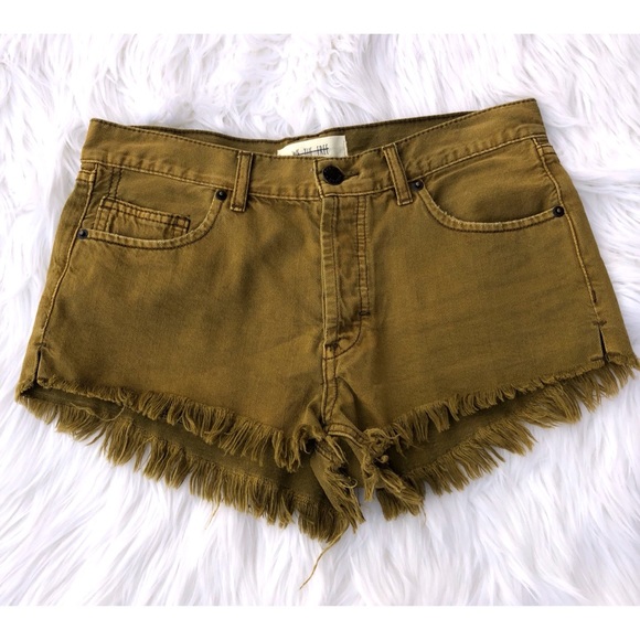 Free People Pants - NWOT Free People Burnt Olive green fray shorts